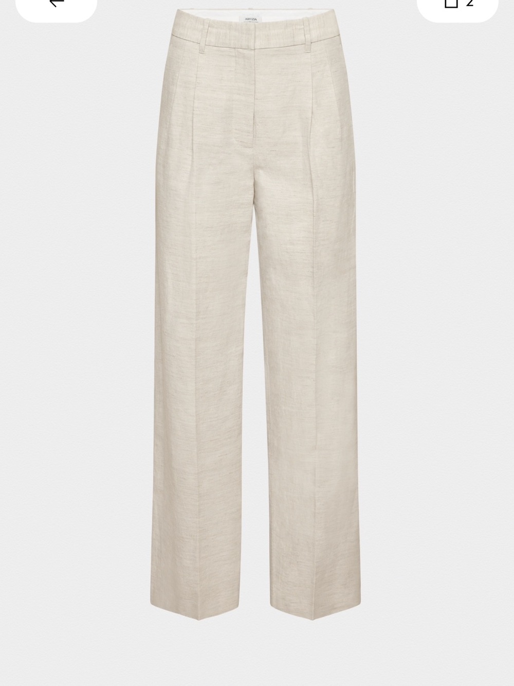 Aritzia effortless pant in cruise linen in light birch color